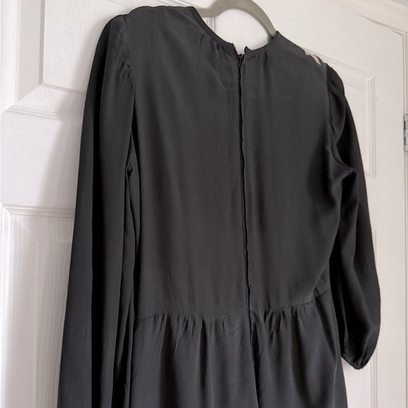 Vintage 1970s black silk Japanese patterned midi dress - size Medium (M) - Picture 7 of 7